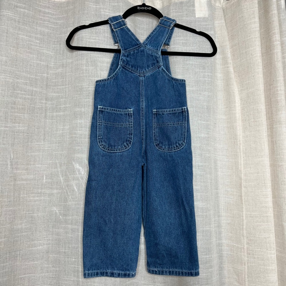 Y2K Vintage Disney Mickey Mouse Denim Overalls Floral Embroidered Velvet Size 2T - Picture 7 of 10